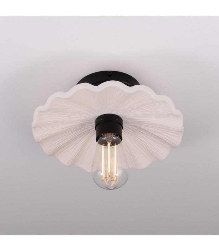 Kapok Ceiling Light Matte White Striped Matte Black-2
