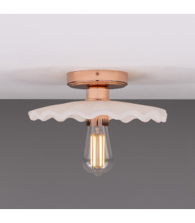 Kapok Ceiling Light Matte White Striped Polished Copper-1