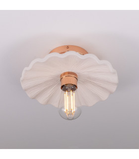 Kapok Ceiling Light Matte White Striped Polished Copper-2