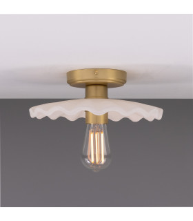 Kapok Ceiling Light Matte White Striped Satin Brass-1