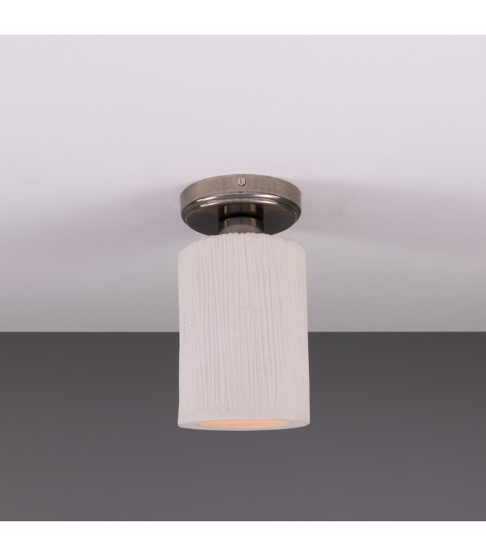 Senna Ceiling Light Matte White Striped Antique Silver-1