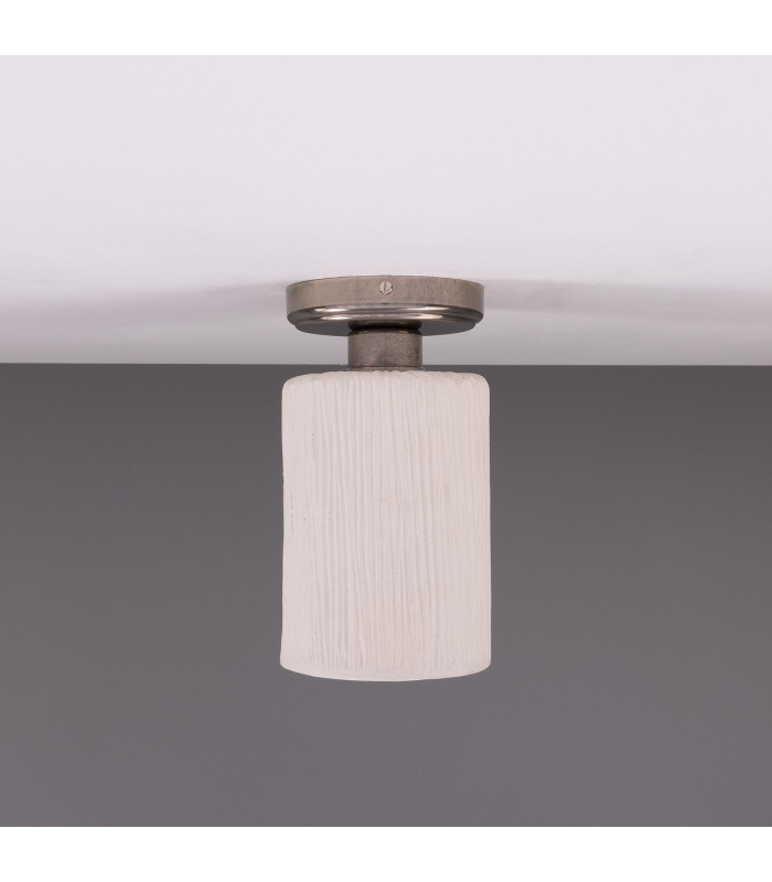 Senna Ceiling Light Matte White Striped Antique Silver-2
