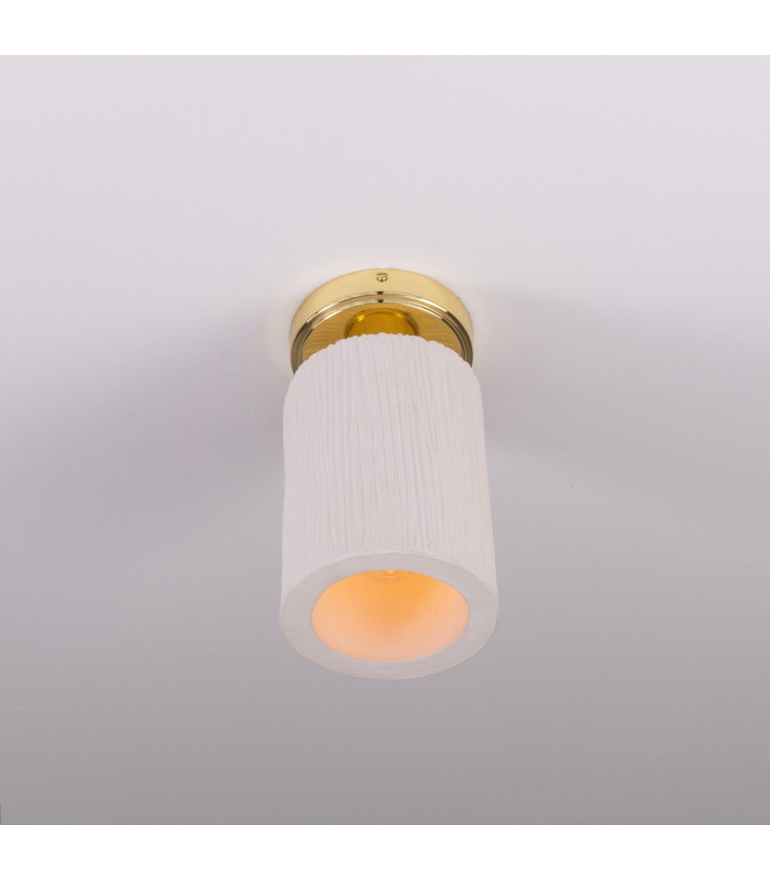 Senna Ceiling Light Matte White Striped Polished Brass-3