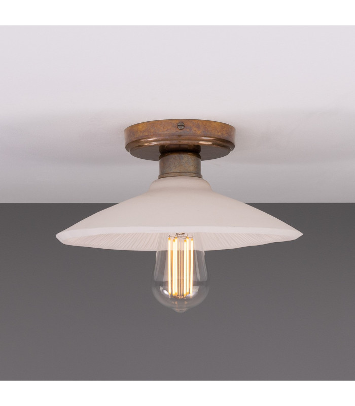 Pyrus Ceiling Light Matte White Striped Antique Brass-1