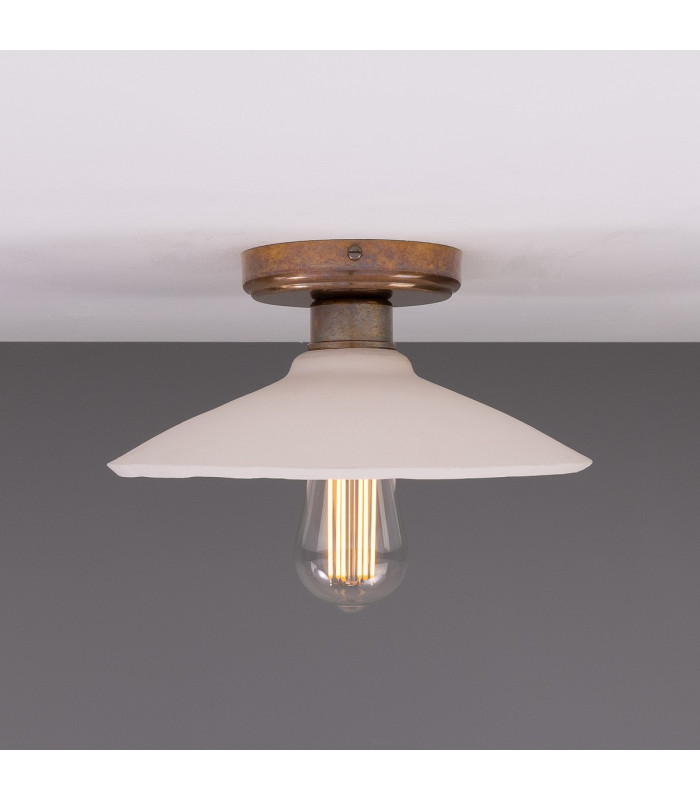 Pyrus Ceiling Light Matte White Striped Antique Brass-2