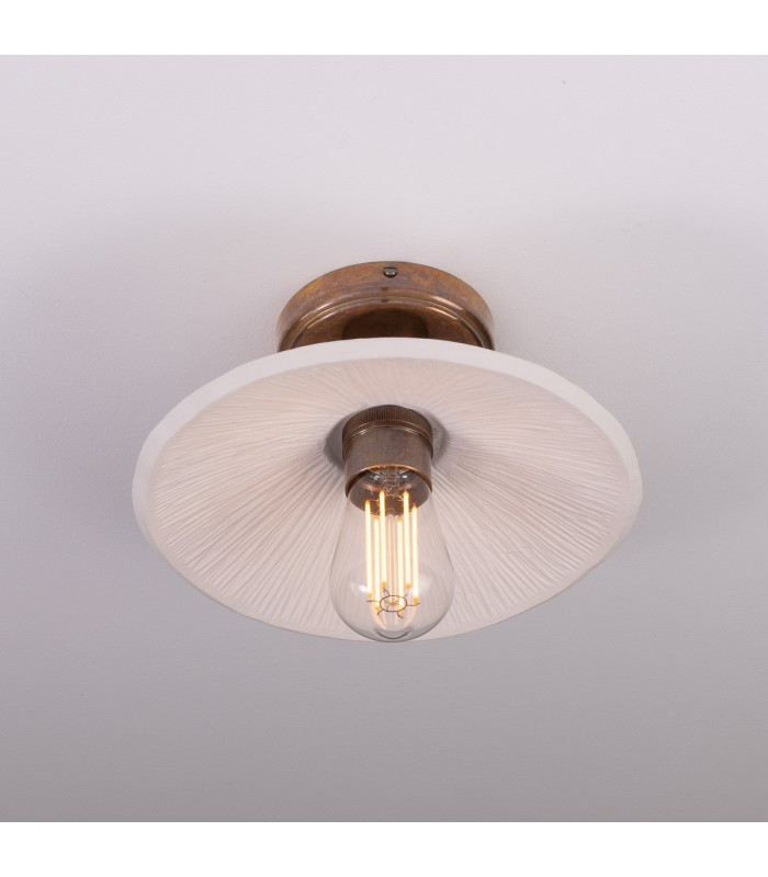 Pyrus Ceiling Light Matte White Striped Antique Brass-3