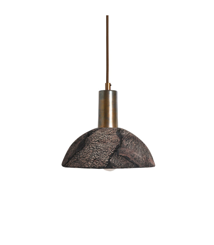 Kauri Dome Pendant Black Clay Antique Brass-1