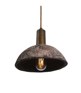 Kauri Dome Pendant Black Clay Antique Brass-2