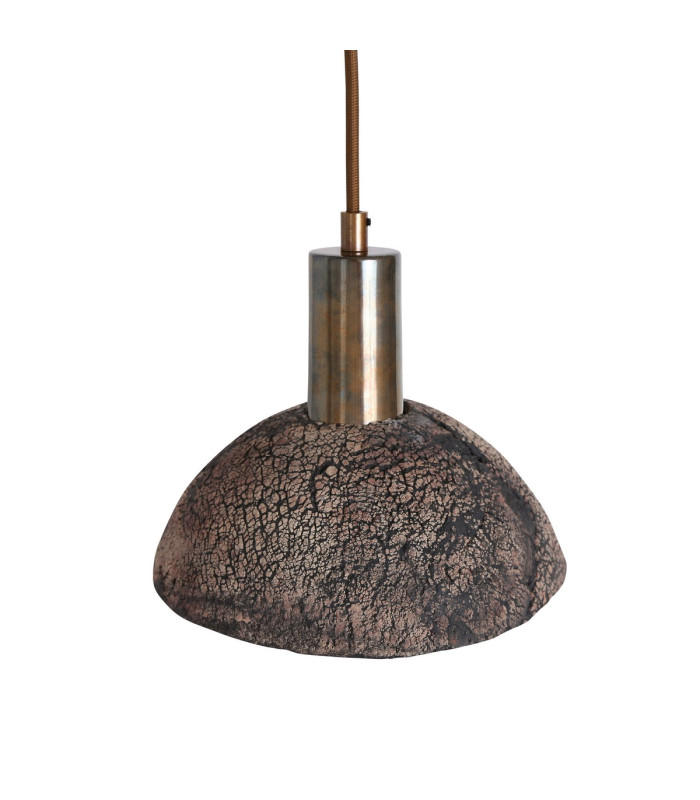 Kauri Dome Pendant Black Clay Antique Brass-3