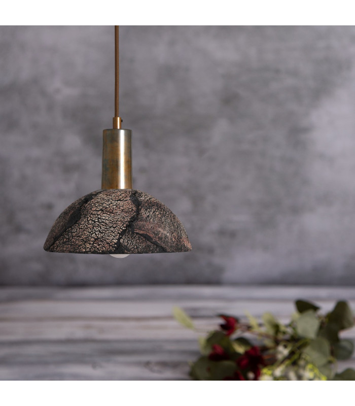 Kauri Dome Pendant Black Clay Antique Brass-4