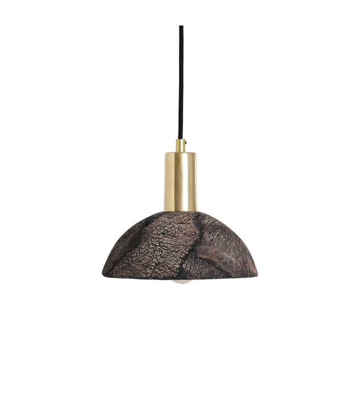 Kauri Dome Pendant Black Clay polished Brass-1