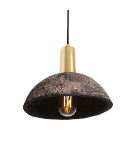 Kauri Dome Pendant Black Clay polished Brass-2