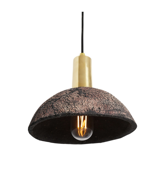 Kauri Dome Pendant Black Clay polished Brass-2