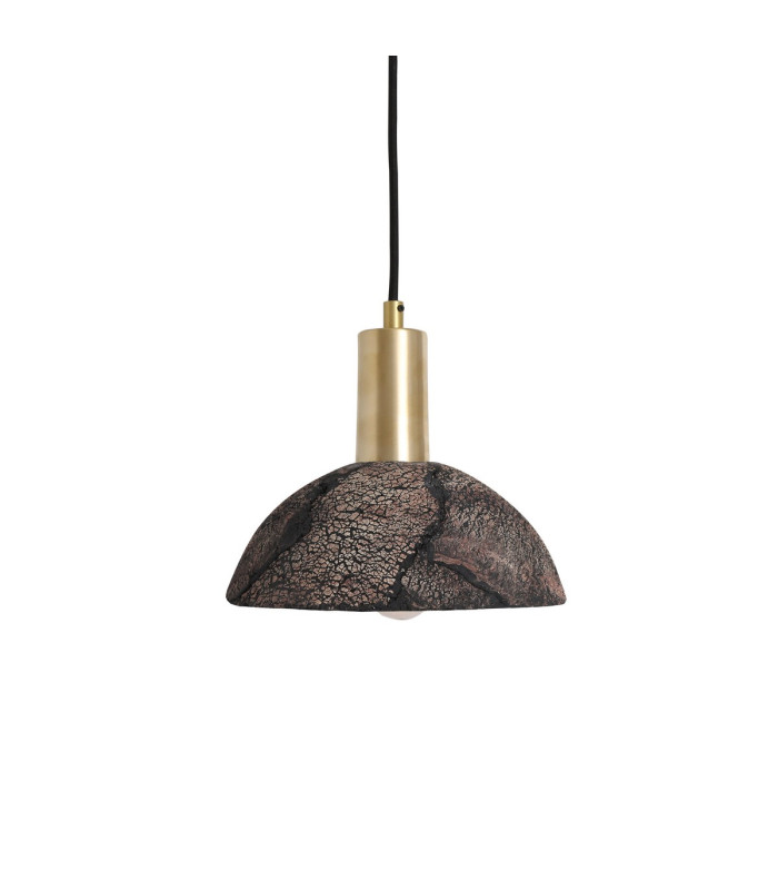 Kauri Dome Pendant Black Clay Satin Brass-1