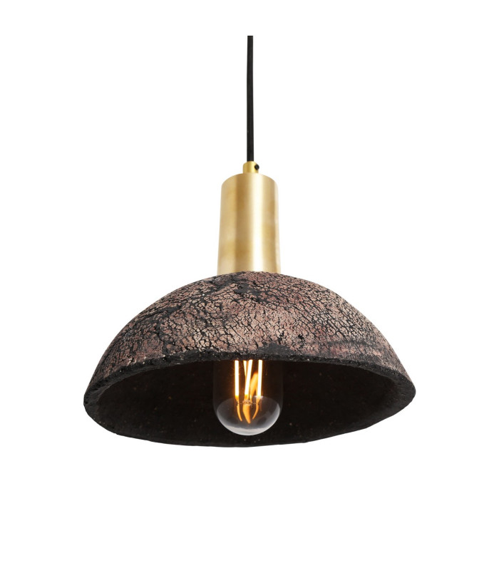 Kauri Dome Pendant Black Clay Satin Brass-2