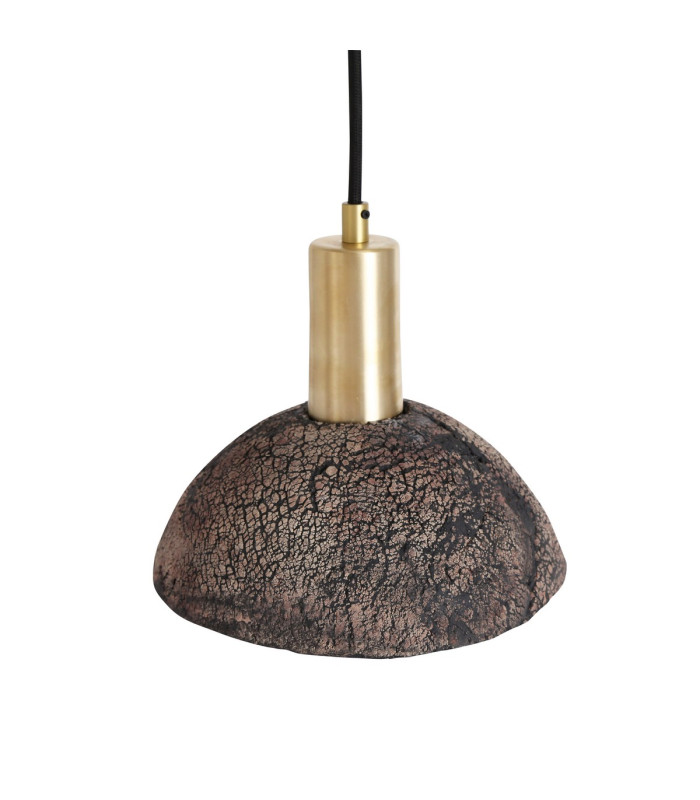 Kauri Dome Pendant Black Clay Satin Brass-3