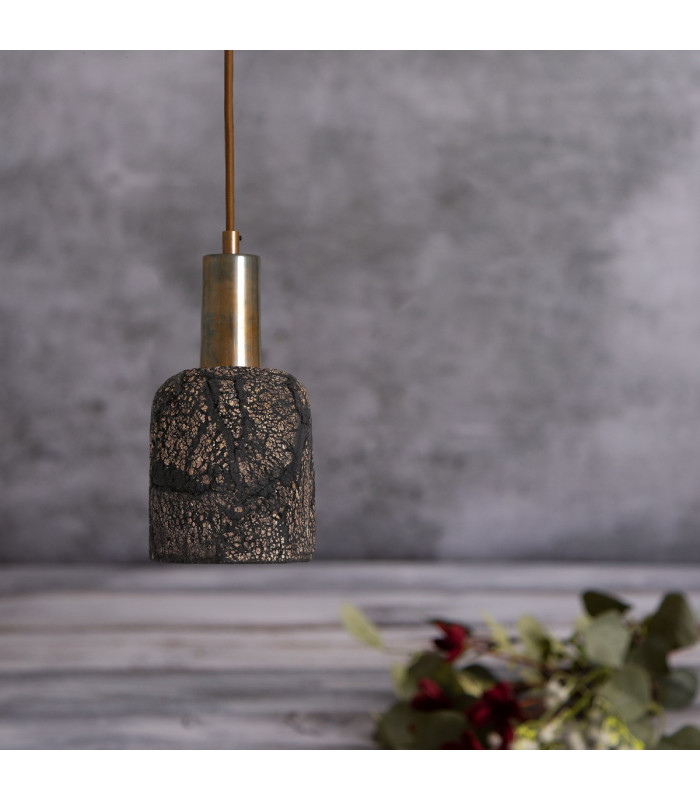 Osier Pendant Black Clay Antique Brass-4