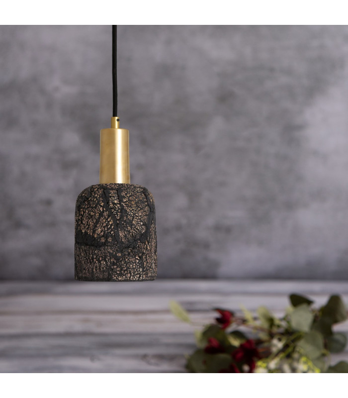 Osier Pendant Black Clay Satin Brass-4