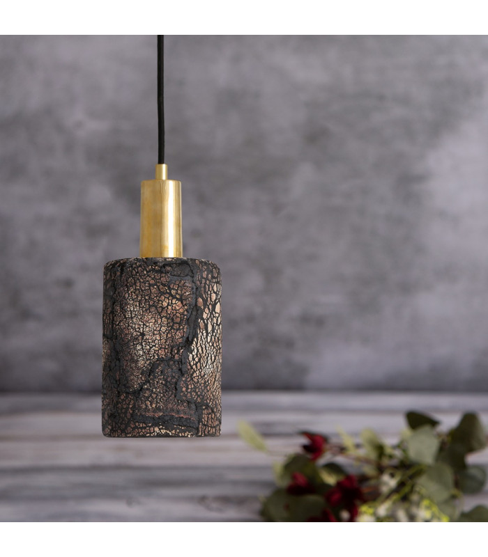 Senna Pendant Black Clay Polished Brass-4