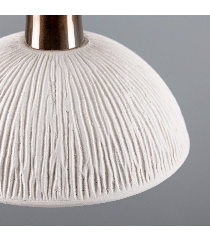 Kauri Dome Pendant Matte White Striped Antique Brass-4