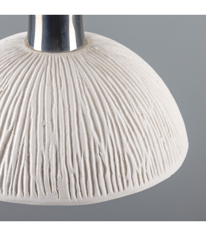 Kauri Dome Pendant Matte White Striped Antique Silver-4