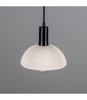 Kauri Dome Pendant Matte White Striped Matte Black-2