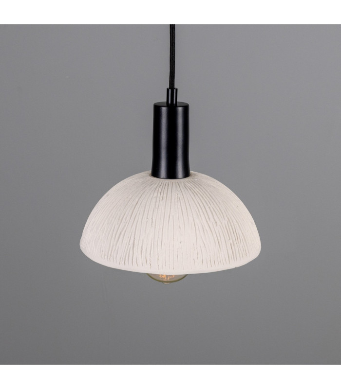 Kauri Dome Pendant Matte White Striped Matte Black-2