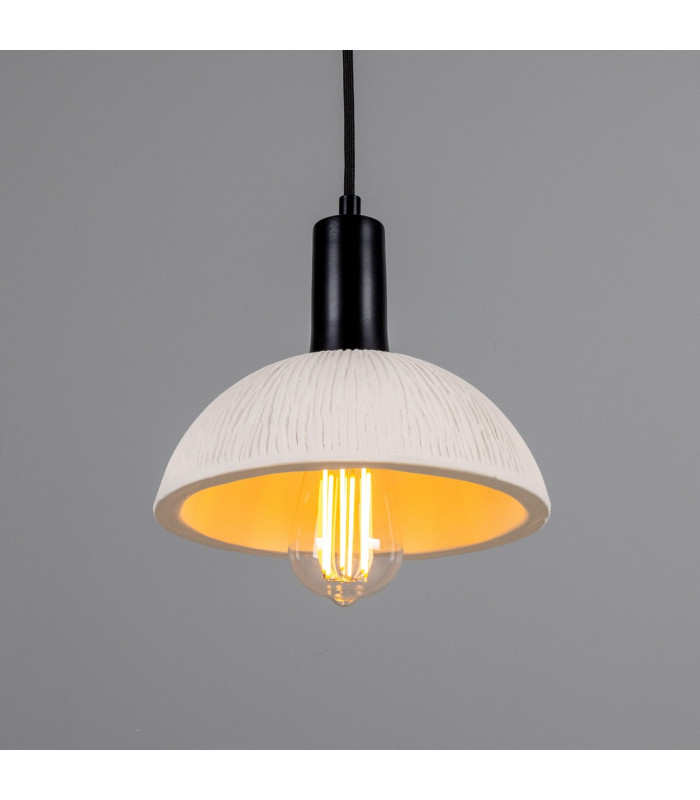 Kauri Dome Pendant Matte White Striped Matte Black-3