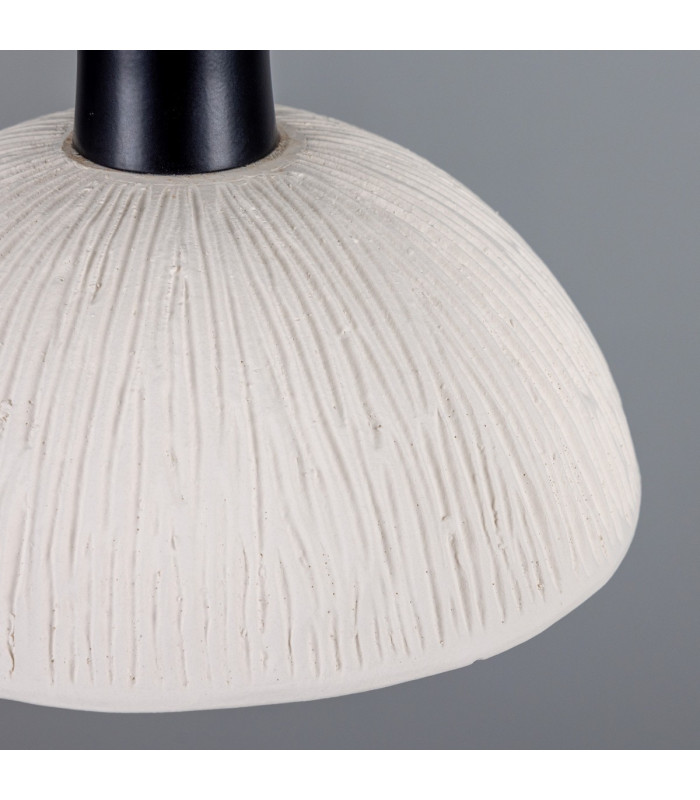 Kauri Dome Pendant Matte White Striped Matte Black-4