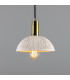 Kauri Dome Pendant Matte White Striped Polished Brass-1