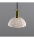 Kauri Dome Pendant Matte White Striped Polished Brass-2