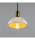 Kauri Dome Pendant Matte White Striped Polished Brass-3