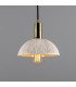 Kauri Dome Pendant Matte White Striped Polished Brass-5