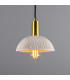 Kauri Dome Pendant Matte White Striped Satin Brass-1