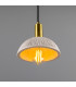 Kauri Dome Pendant Matte White Striped Satin Brass-3