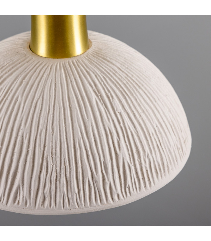 Kauri Dome Pendant Matte White Striped Satin Brass-4