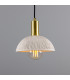 Kauri Dome Pendant Matte White Striped Satin Brass-5