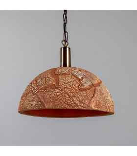 Kauri Dome Pendant 37cm Red Iron Antique Brass-1
