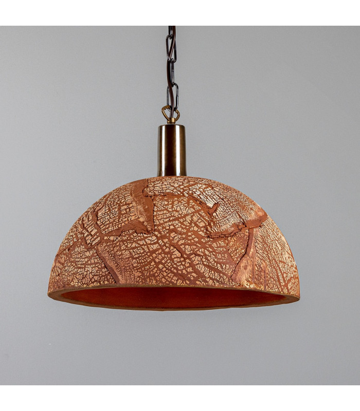 Kauri Dome Pendant 37cm Red Iron Antique Brass-1