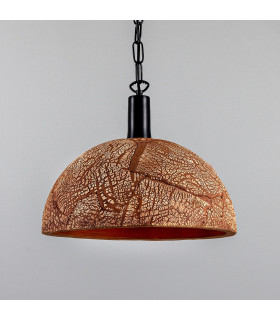 Kauri Dome Pendant 37cm Red Iron Matt Black-1