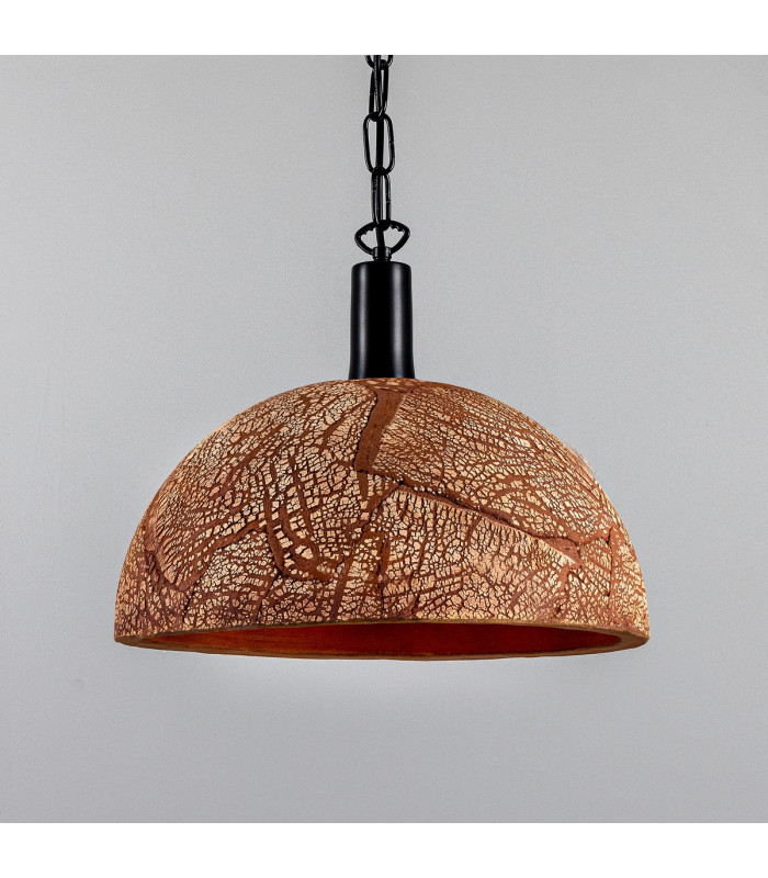 Kauri Dome Pendant 37cm Red Iron Matt Black-1