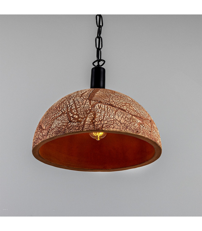 Kauri Dome Pendant 37cm Red Iron Matt Black-2
