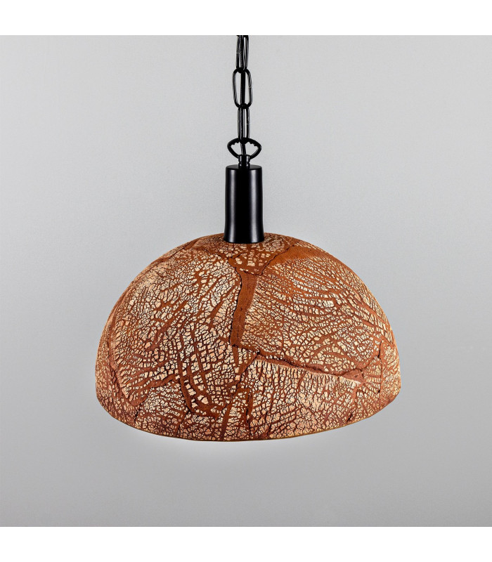 Kauri Dome Pendant 37cm Red Iron Matt Black-3