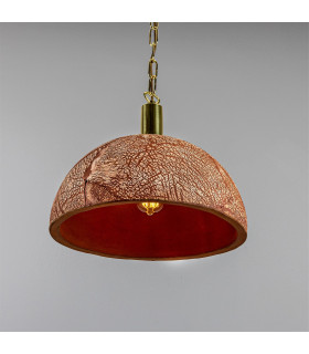 Kauri Dome Pendant 37cm Red Iron Polished Brass-2