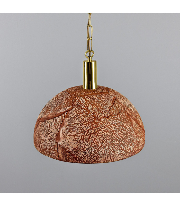 Kauri Dome Pendant 37cm Red Iron Polished Brass-3