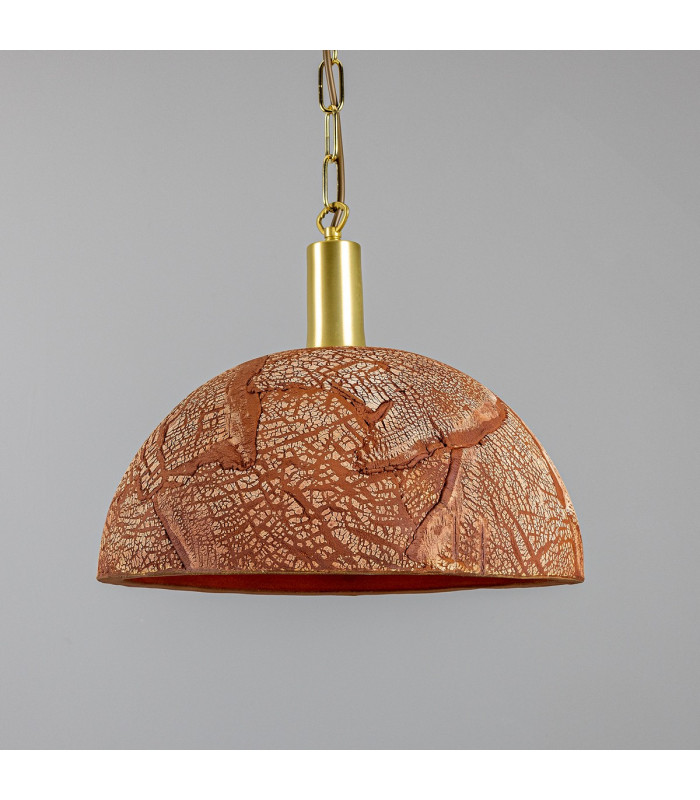 Kauri Dome Pendant 37cm Red Iron Satin Brass-1