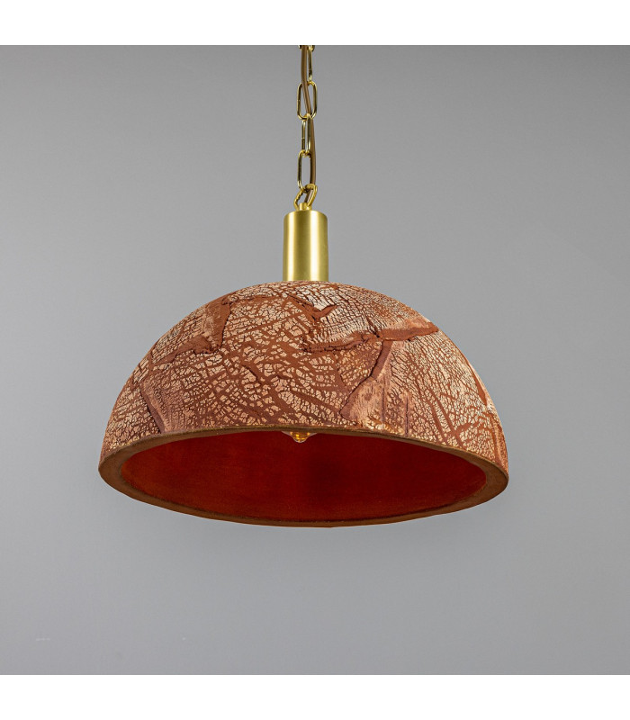 Kauri Dome Pendant 37cm Red Iron Satin Brass-2