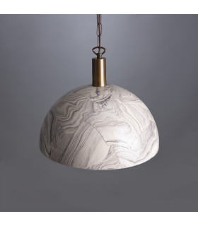 Kauri Dome Pendant 37cm Marbled Antique Brass-1