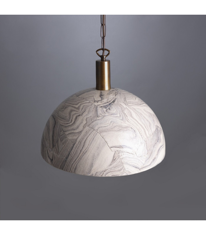 Kauri Dome Pendant 37cm Marbled Antique Brass-1