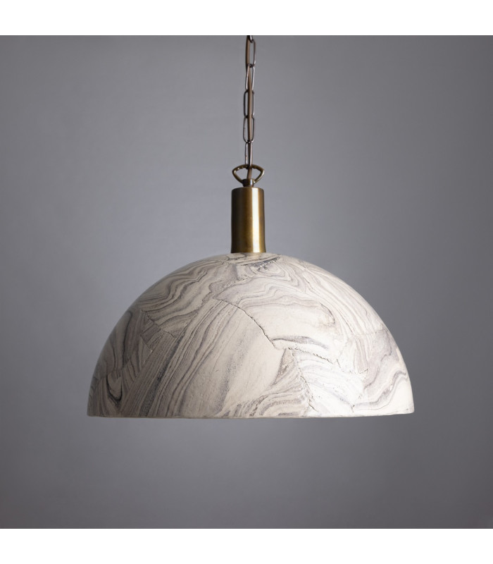 Kauri Dome Pendant 37cm Marbled Antique Brass-2